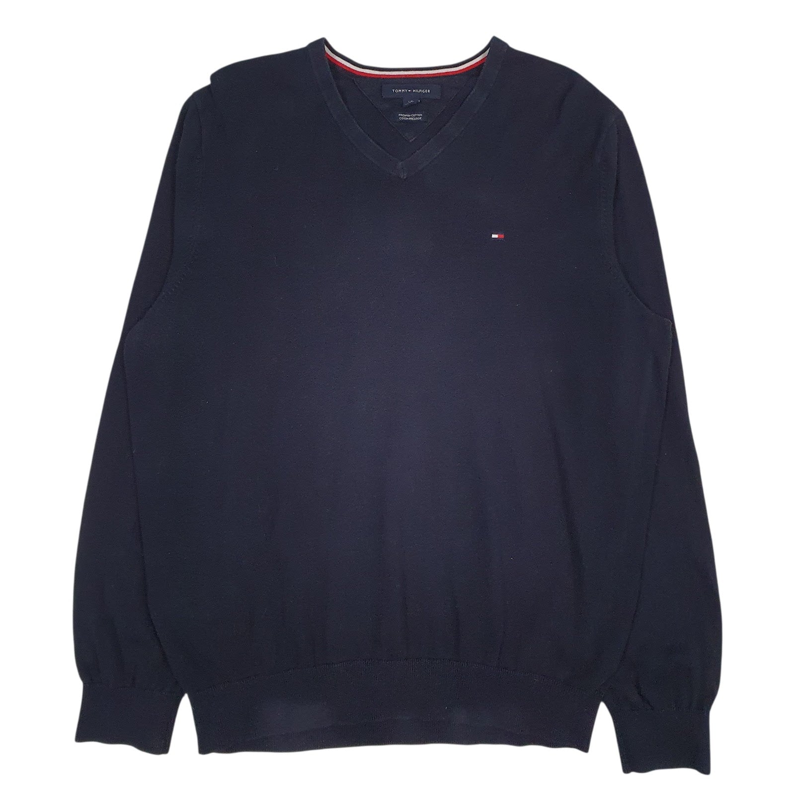 Mens Navy Tommy Hilfiger Lightweight V Neck Jumper