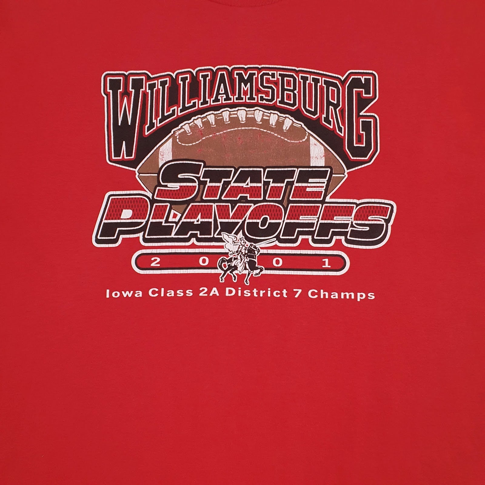 Mens Red Fruit Of The Loom Vintage 00s Williamsburg State Playoffs  T Shirt