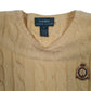 Womens Yellow Ralph Lauren Cable Knit Crewneck Jumper