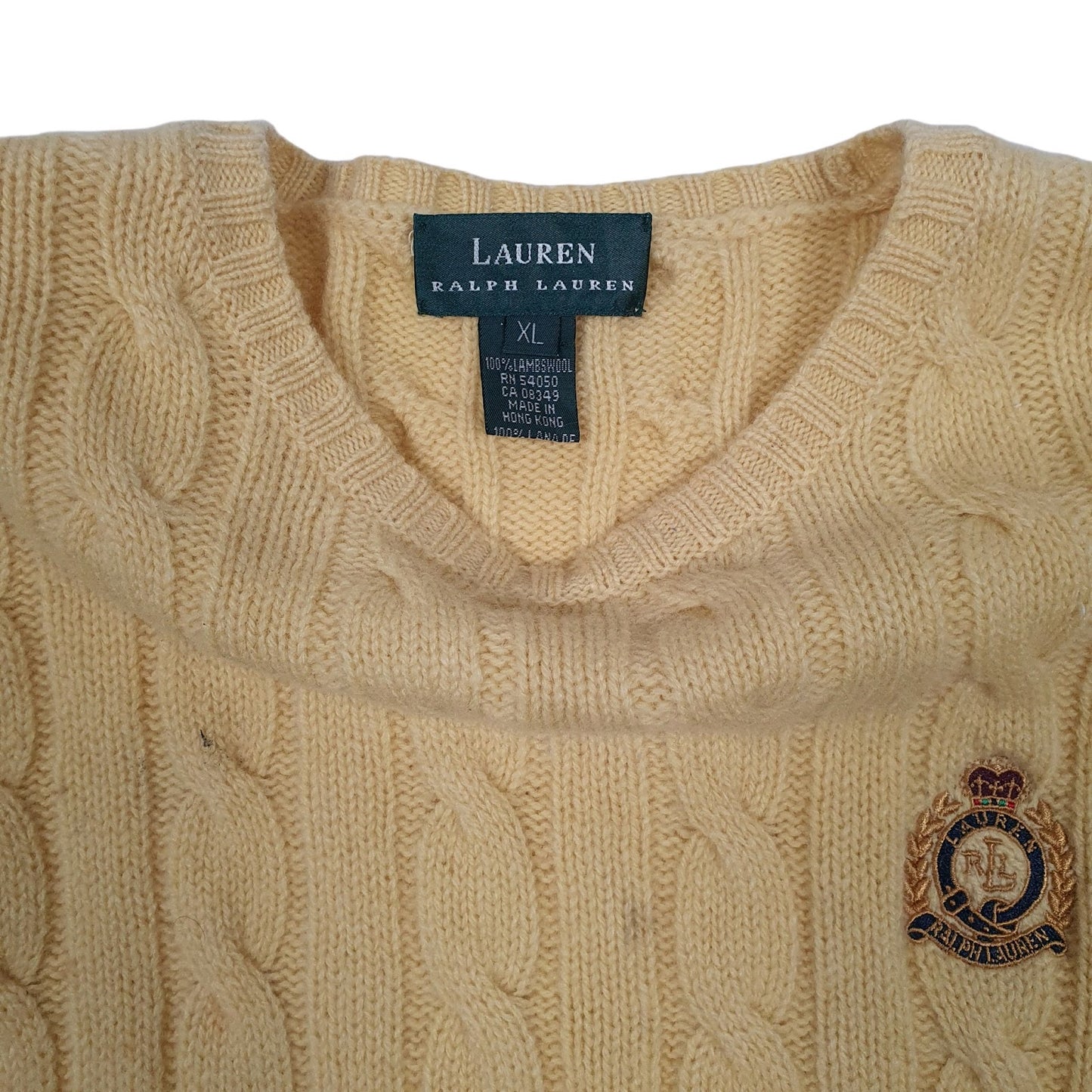 Womens Yellow Ralph Lauren Cable Knit Crewneck Jumper