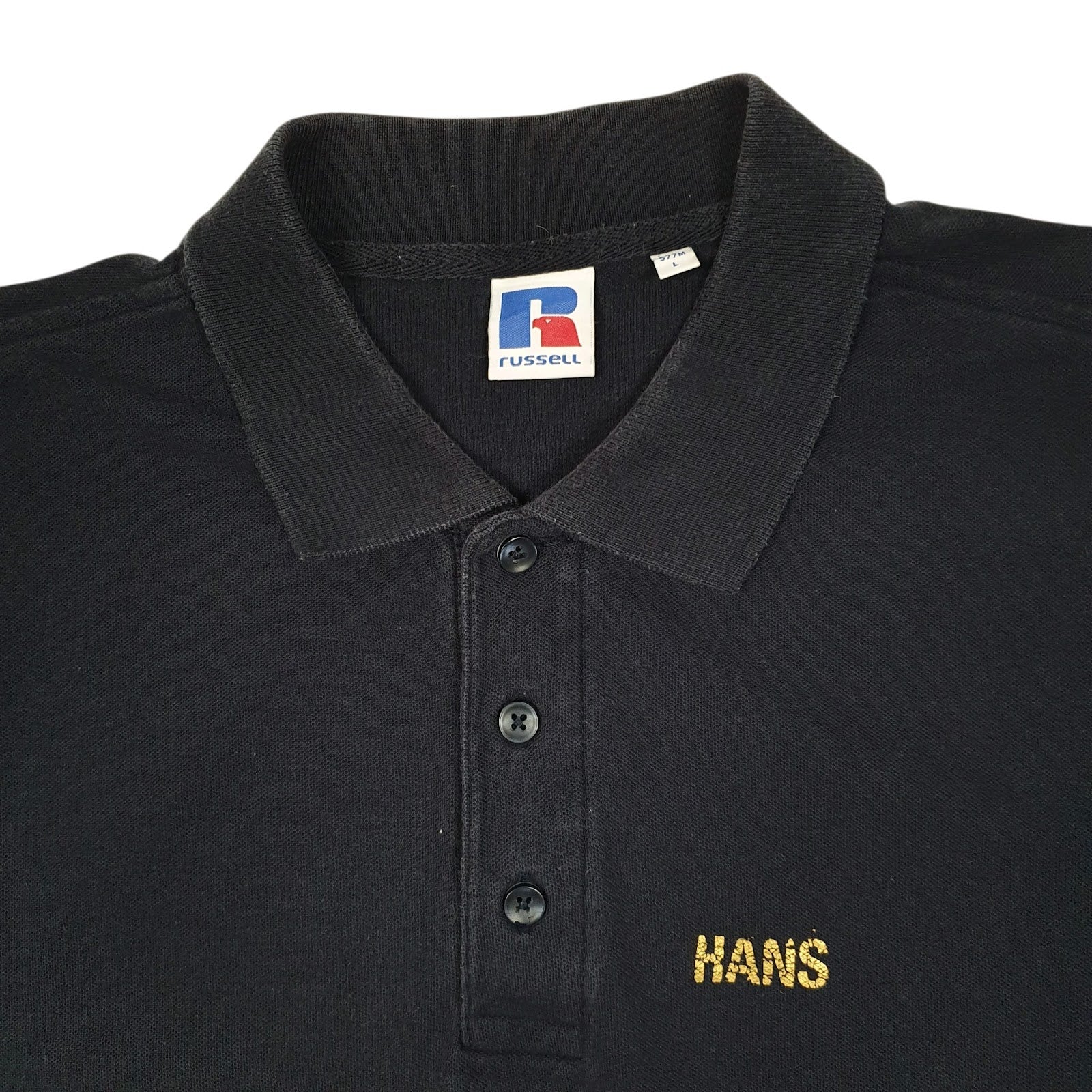 Mens Navy Russell Athletic Bowling Cardigan Polo Shirt