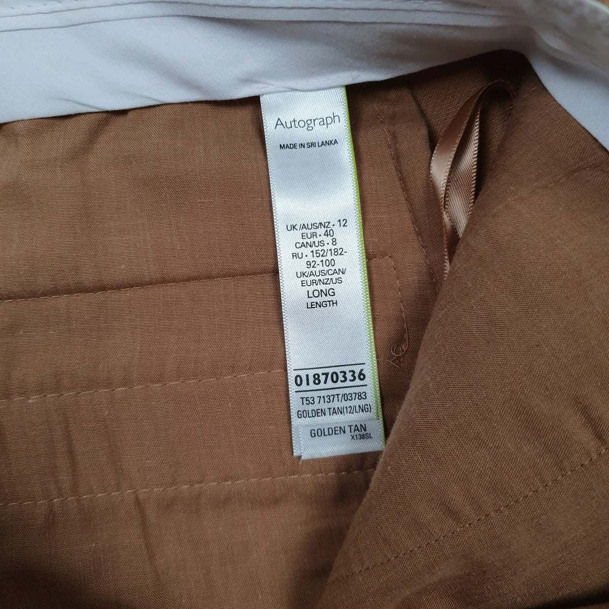 Womens Tan Autograph   Trousers