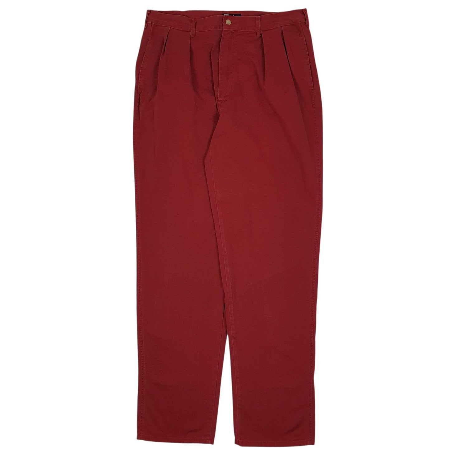 Mens Red Polo Ralph Lauren Vintage 90s Made In USA Pleated Chino Trousers