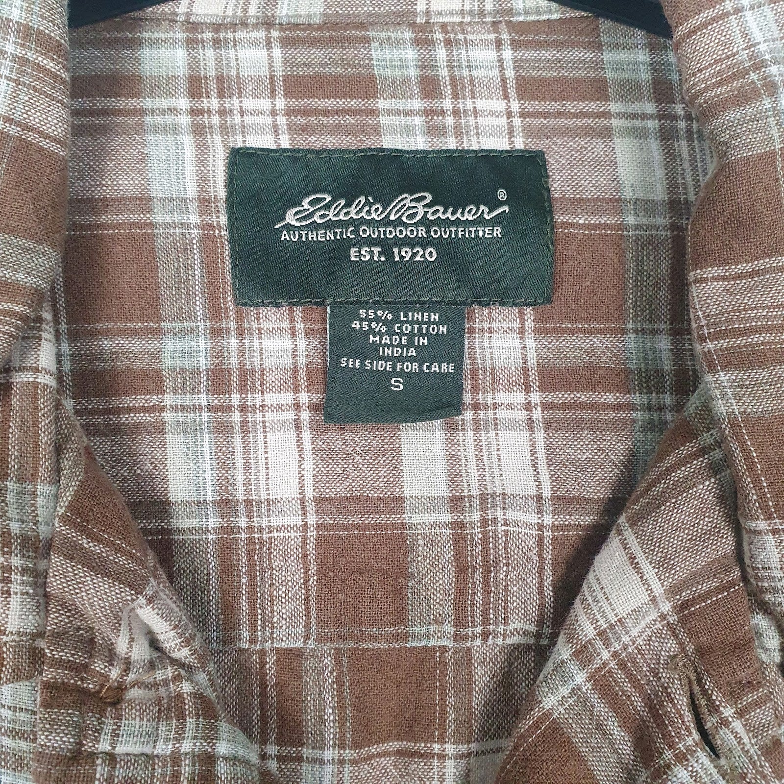 Mens Brown Eddie Bauer Linen Mixture  Shirt
