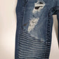Womens Blue True Religion Mid Rise Distressed Quarter Zip Jeans