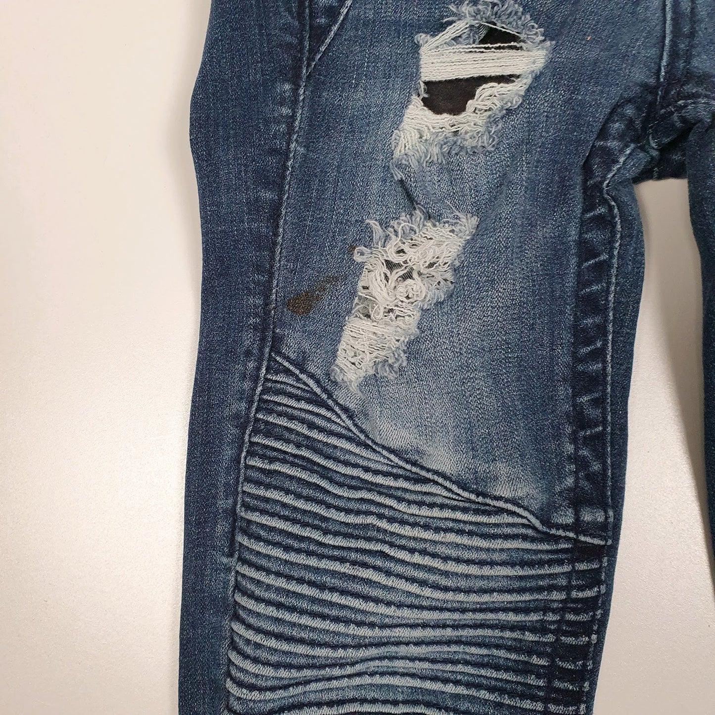 Womens Blue True Religion Mid Rise Distressed Quarter Zip Jeans