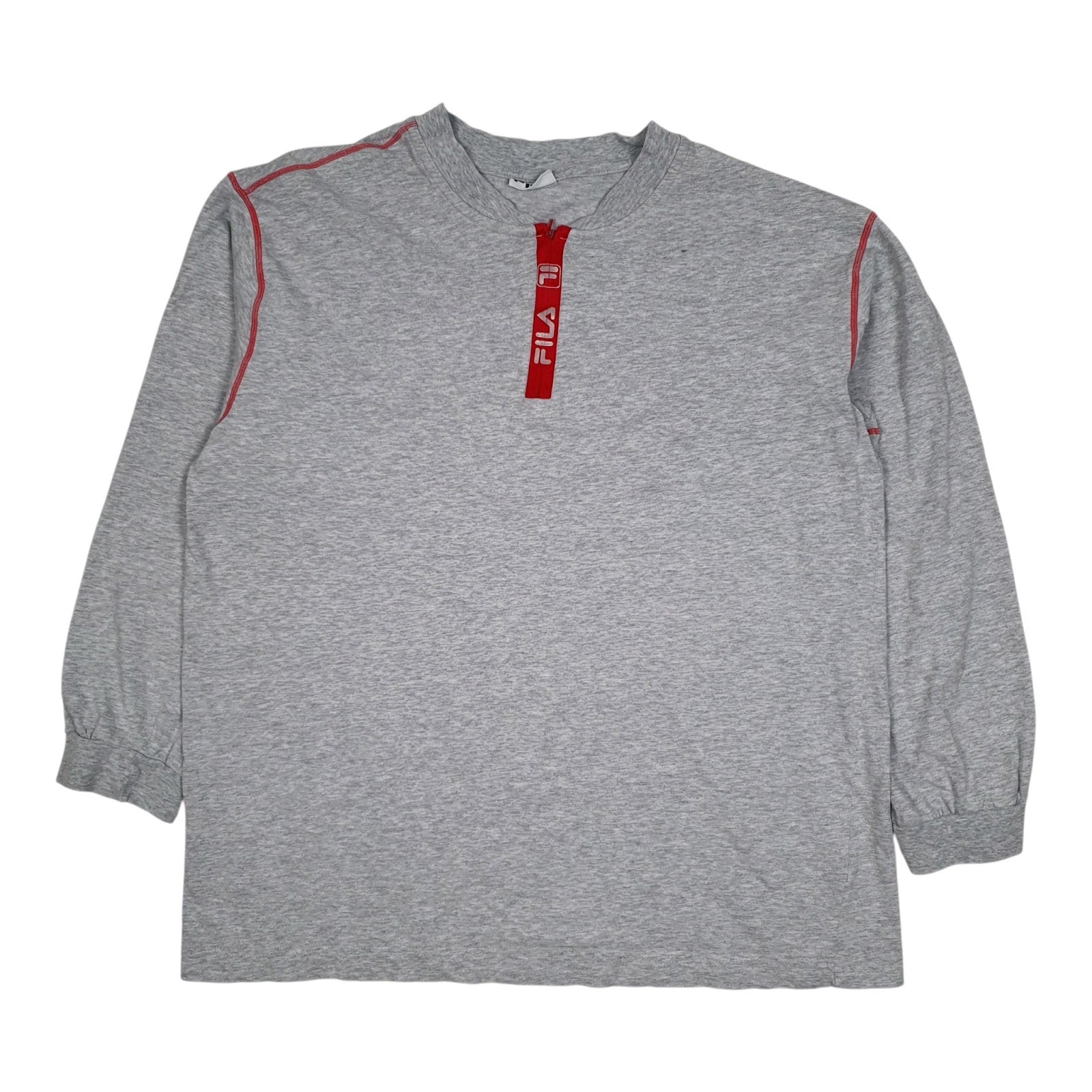 Mens Grey Fila Quarter Zip Long Sleeve T Shirt