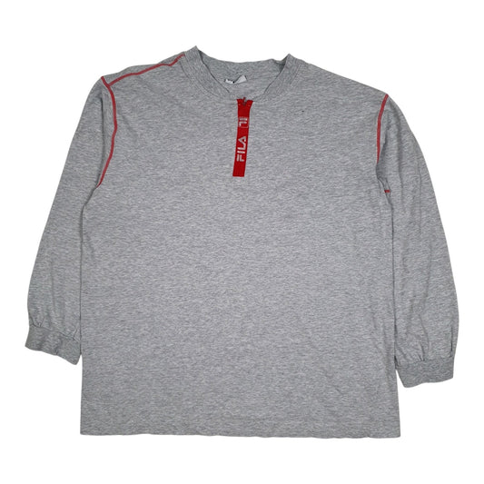 Mens Grey Fila Quarter Zip Long Sleeve T Shirt