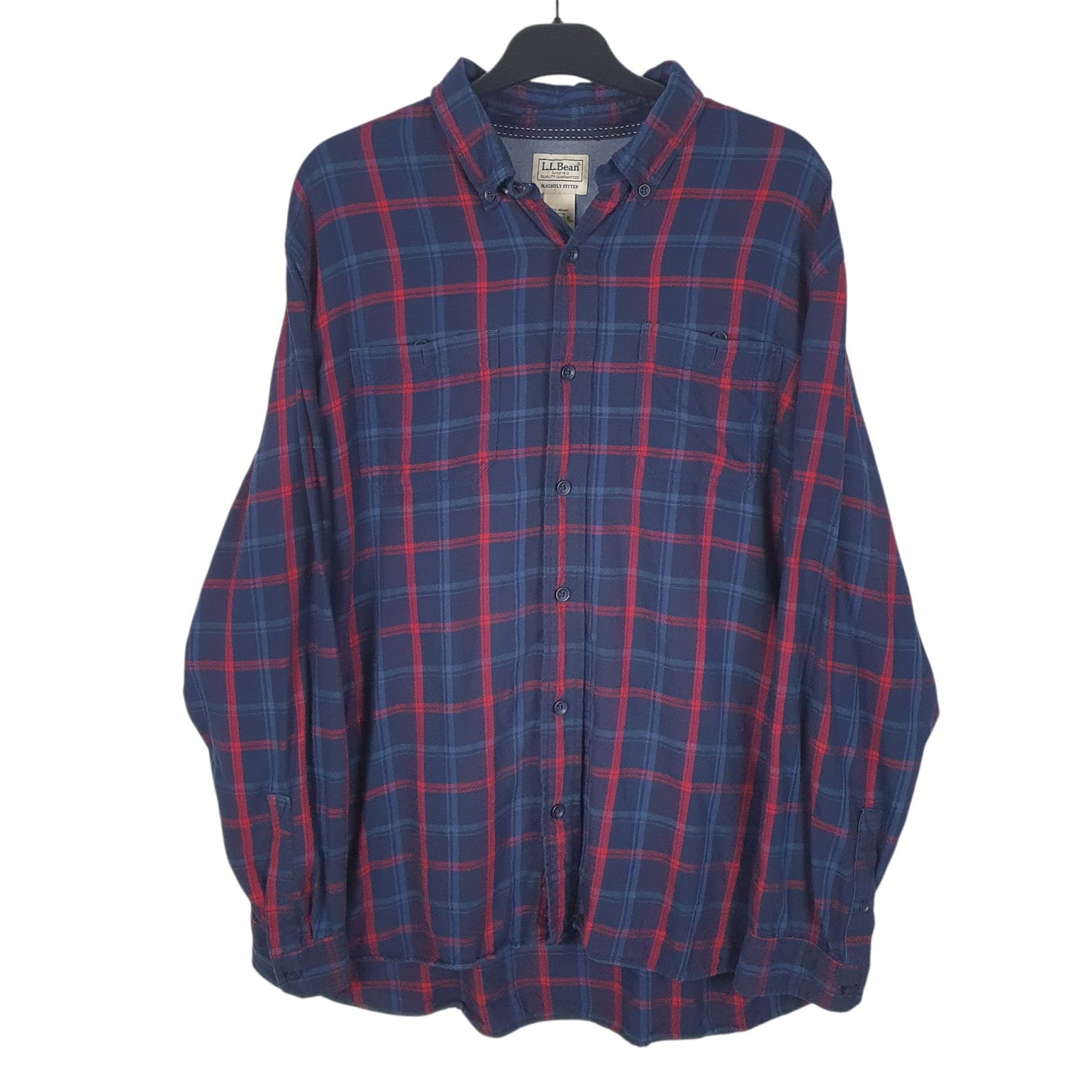 Mens Navy L.L.Bean Flannel Long Sleeve Shirt