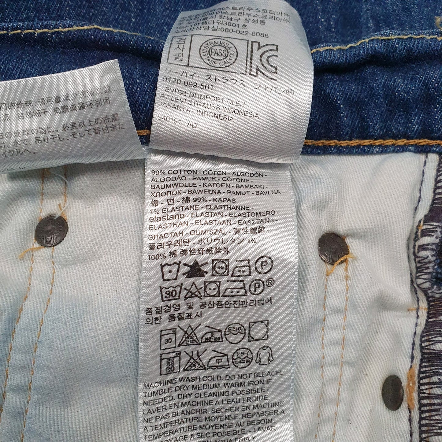Mens Blue Levis White Oak Cone Denim  Jeans