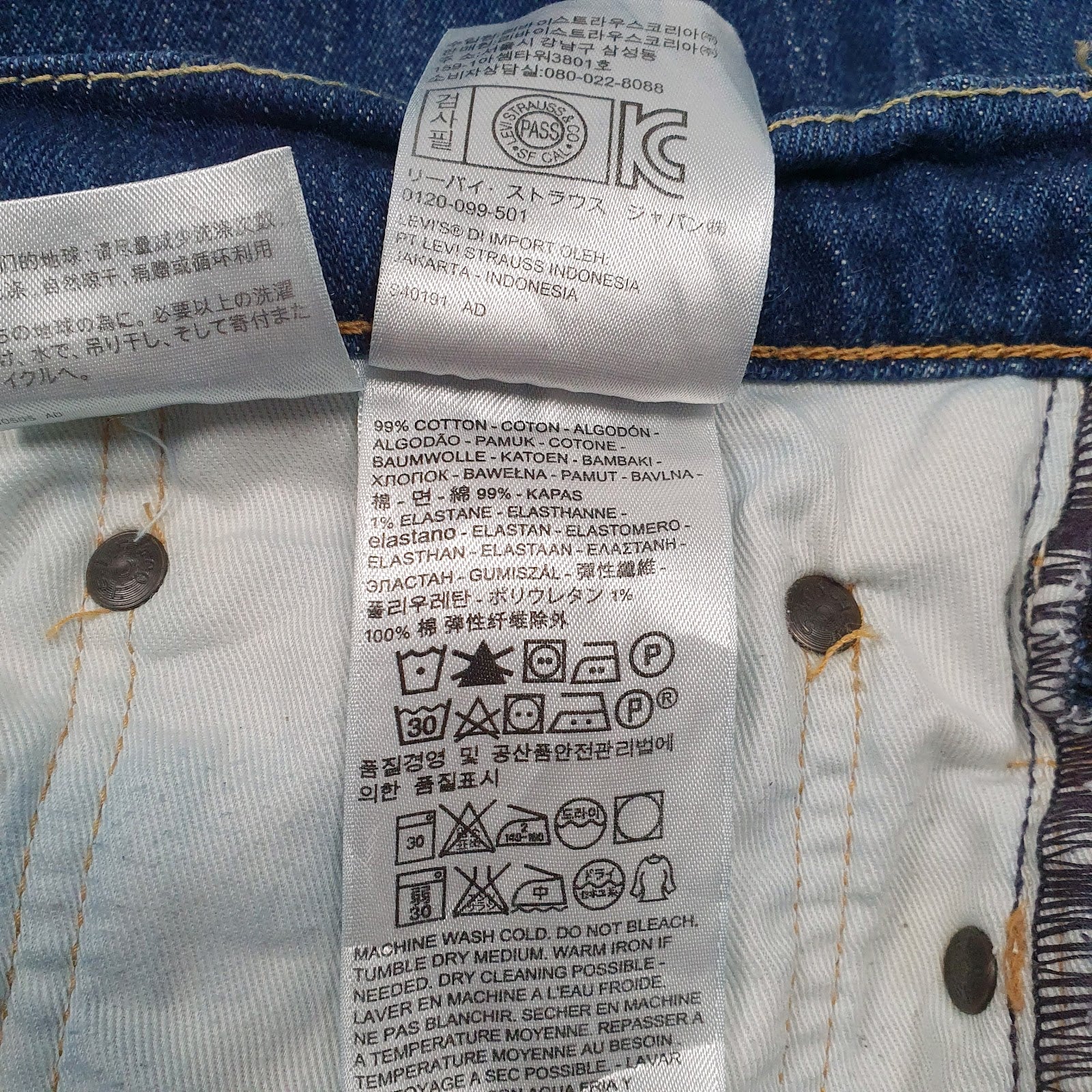 Mens Blue Levis White Oak Cone Denim  Jeans