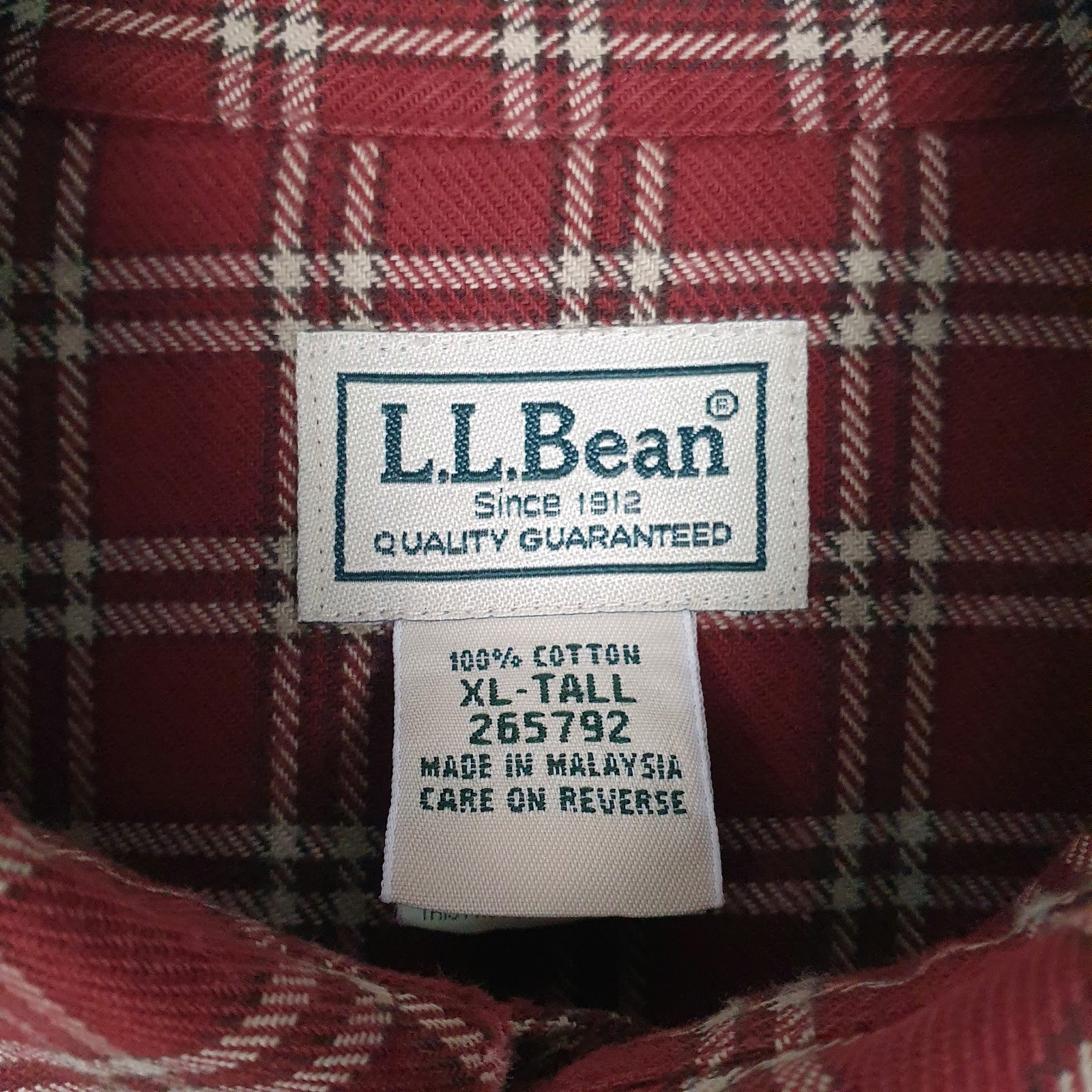 Mens Red L.L.Bean Flannel  Shirt