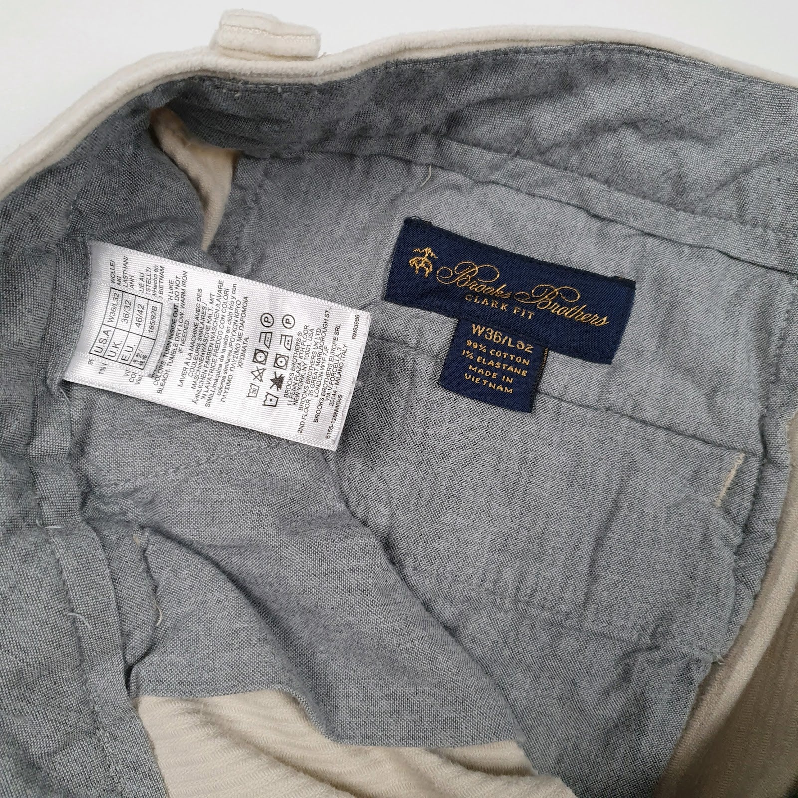 Mens Cream Brooks Brothers   Trousers