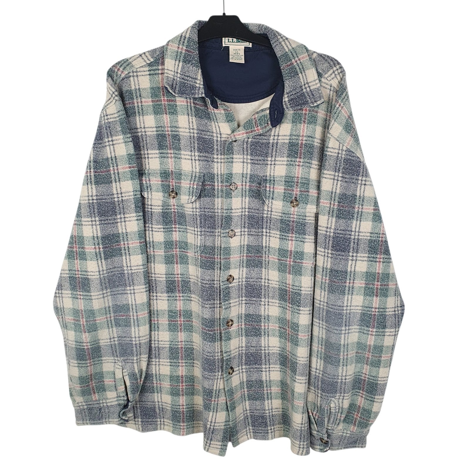 Mens Green L.L.Bean Flannel Vintage 90s Long Sleeve Shirt