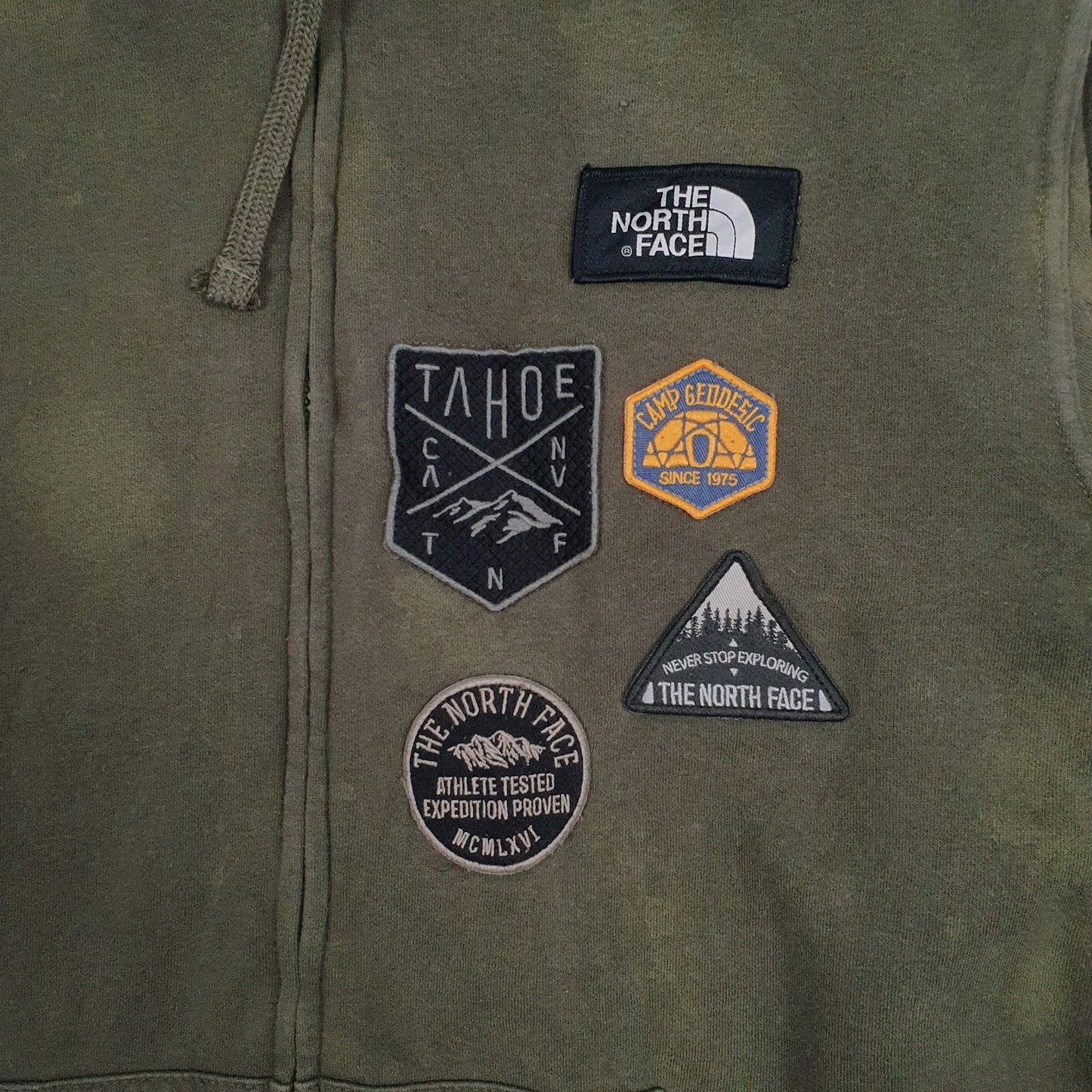 Mens Green The North Face Patches Full Zip Jumper