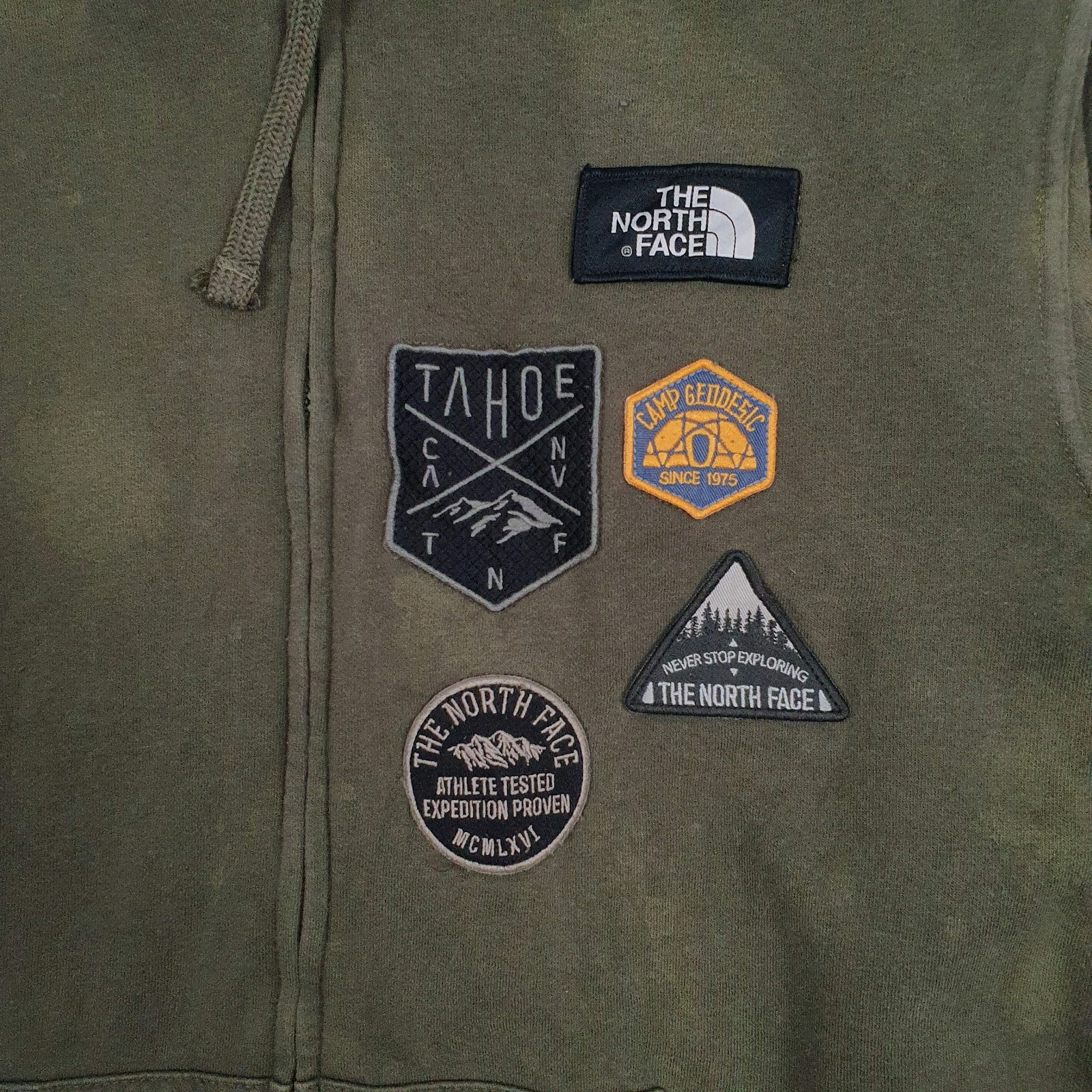 Mens Green The North Face Patches Full Zip Jumper