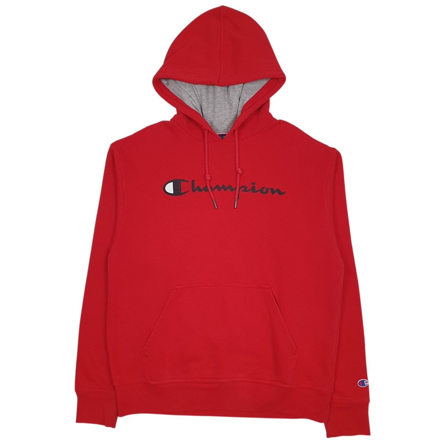 Mens Red Champion Spellout Hoodie Jumper