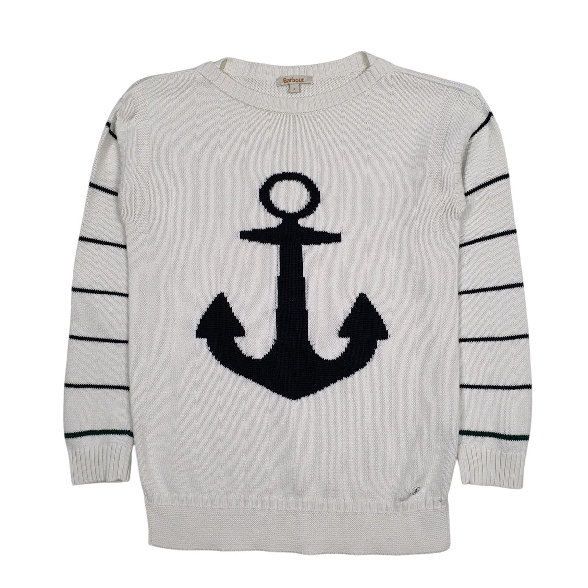 Womens White Barbour Beacon Brand Crewneck Jumper