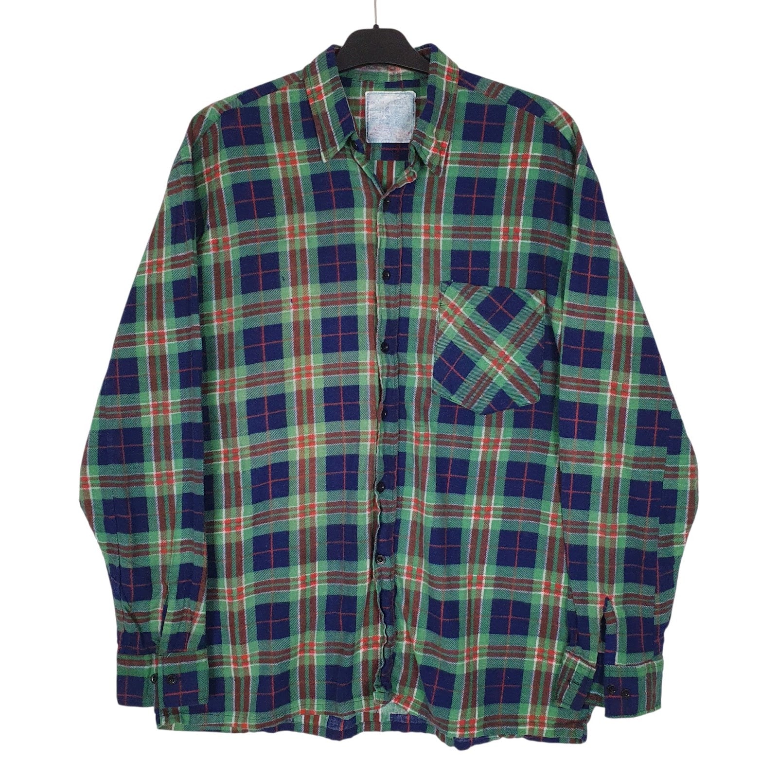 Mens Green Euston Plaid Flannel Long Sleeve Shirt
