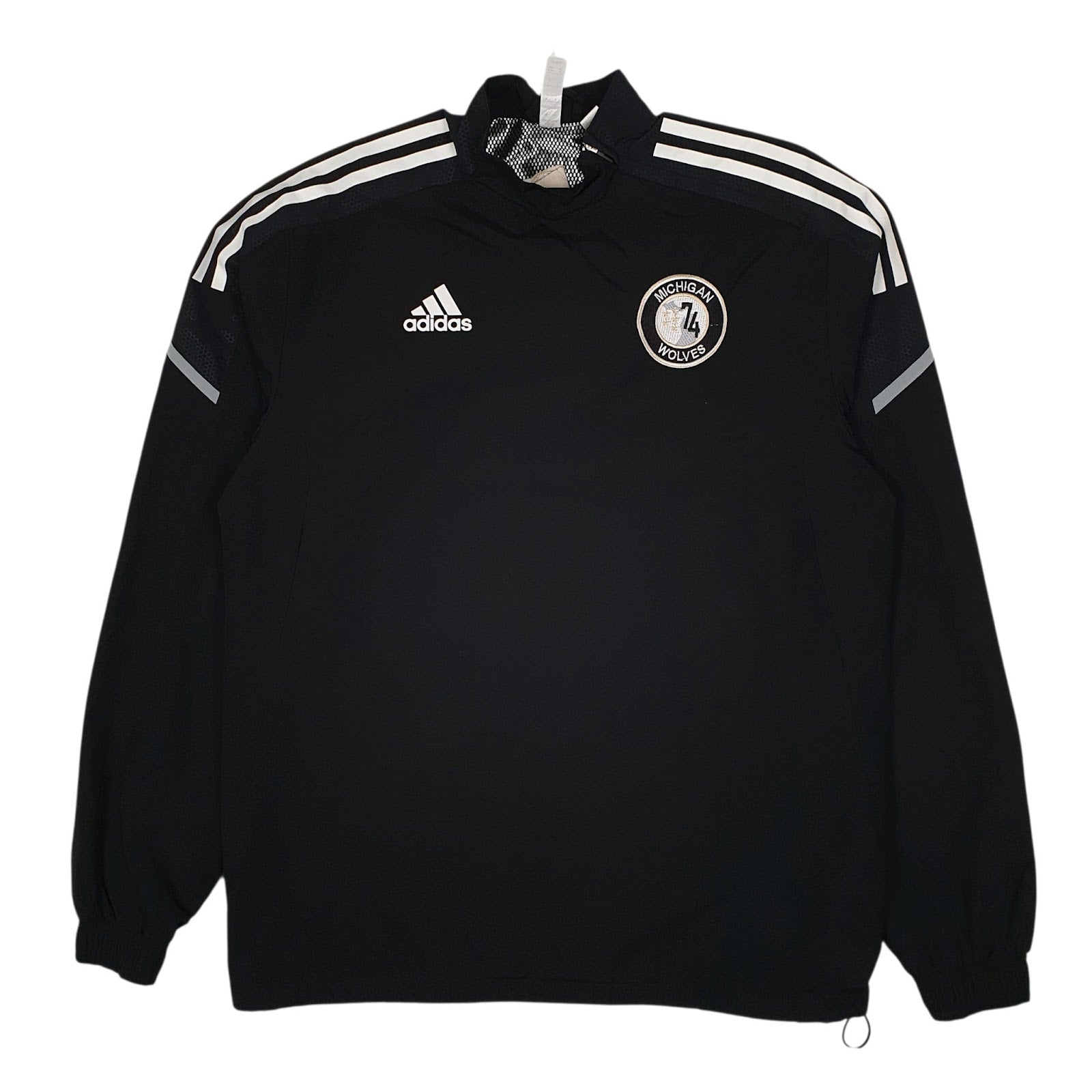 Mens Black Adidas Pullover Crewneck Michigan Wolves Football Soccer Hoodie Coat