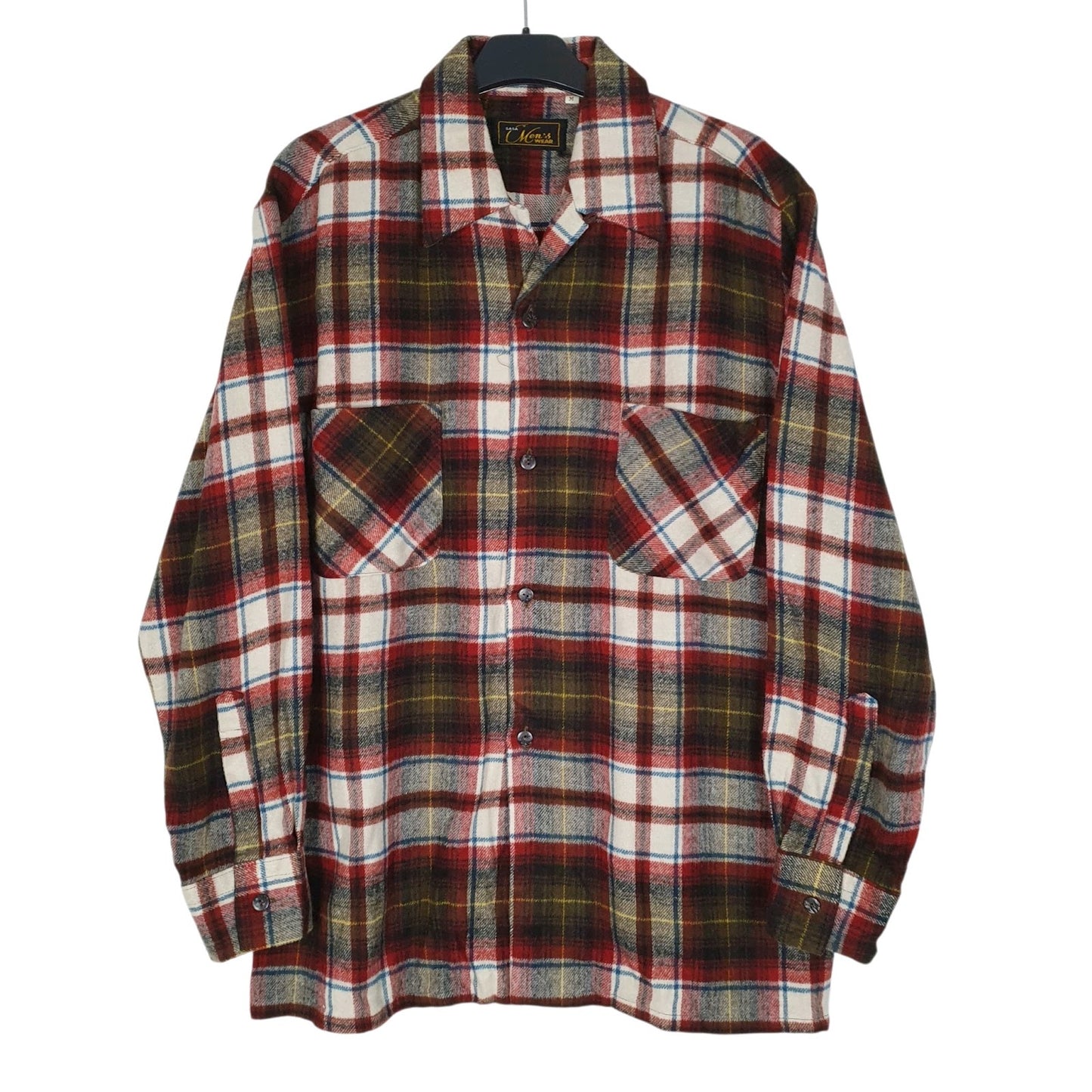 Mens Burgundy Sasa Plaid Flannel Long Sleeve Shirt