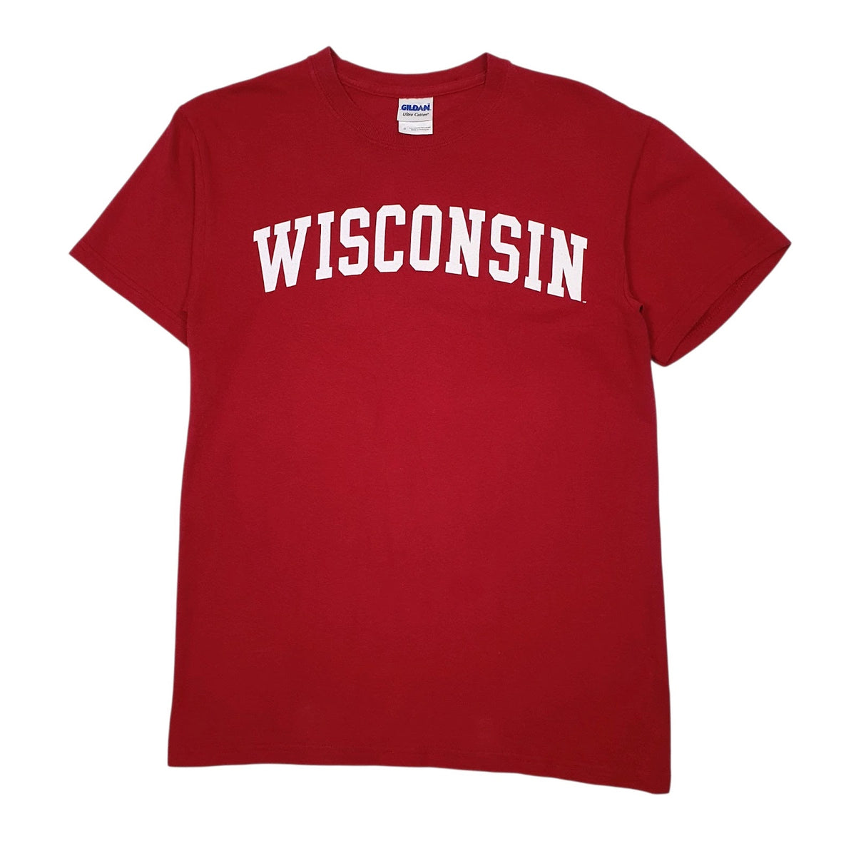 Mens Red Gildan Wisconsin Short Sleeve T Shirt