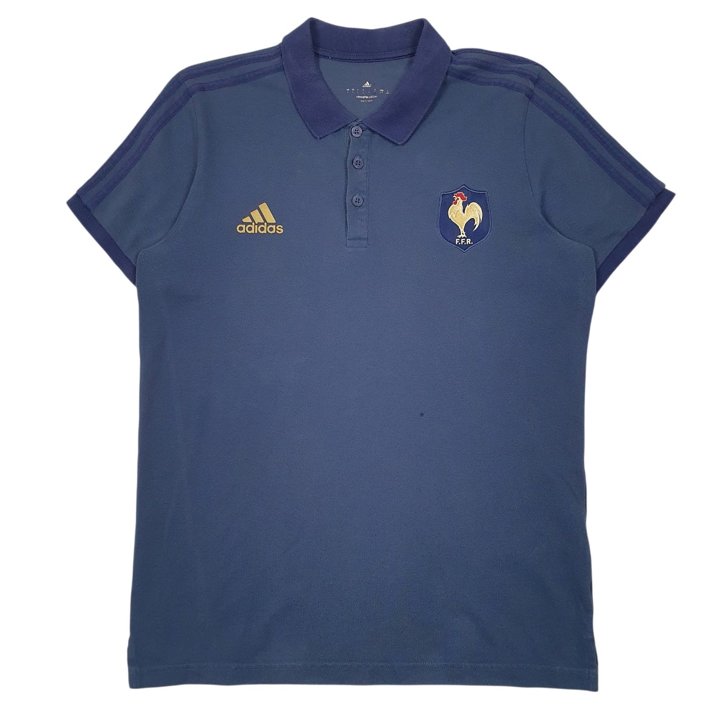 Mens Blue Adidas Clinalite France Short Sleeve Polo Shirt