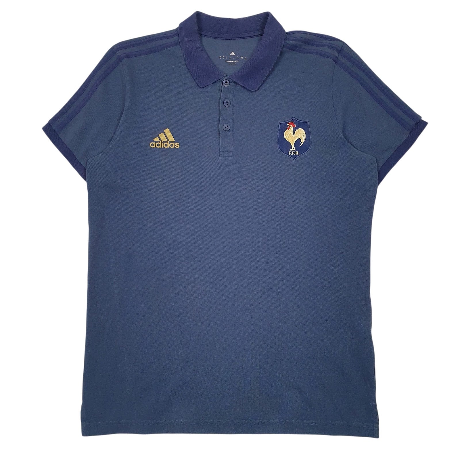 Mens Blue Adidas Clinalite France Short Sleeve Polo Shirt