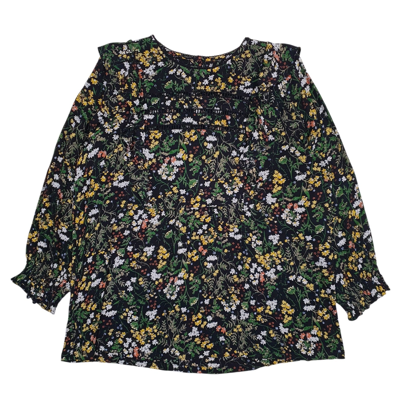 Womens Black M&S Floral Blouse  T Shirt