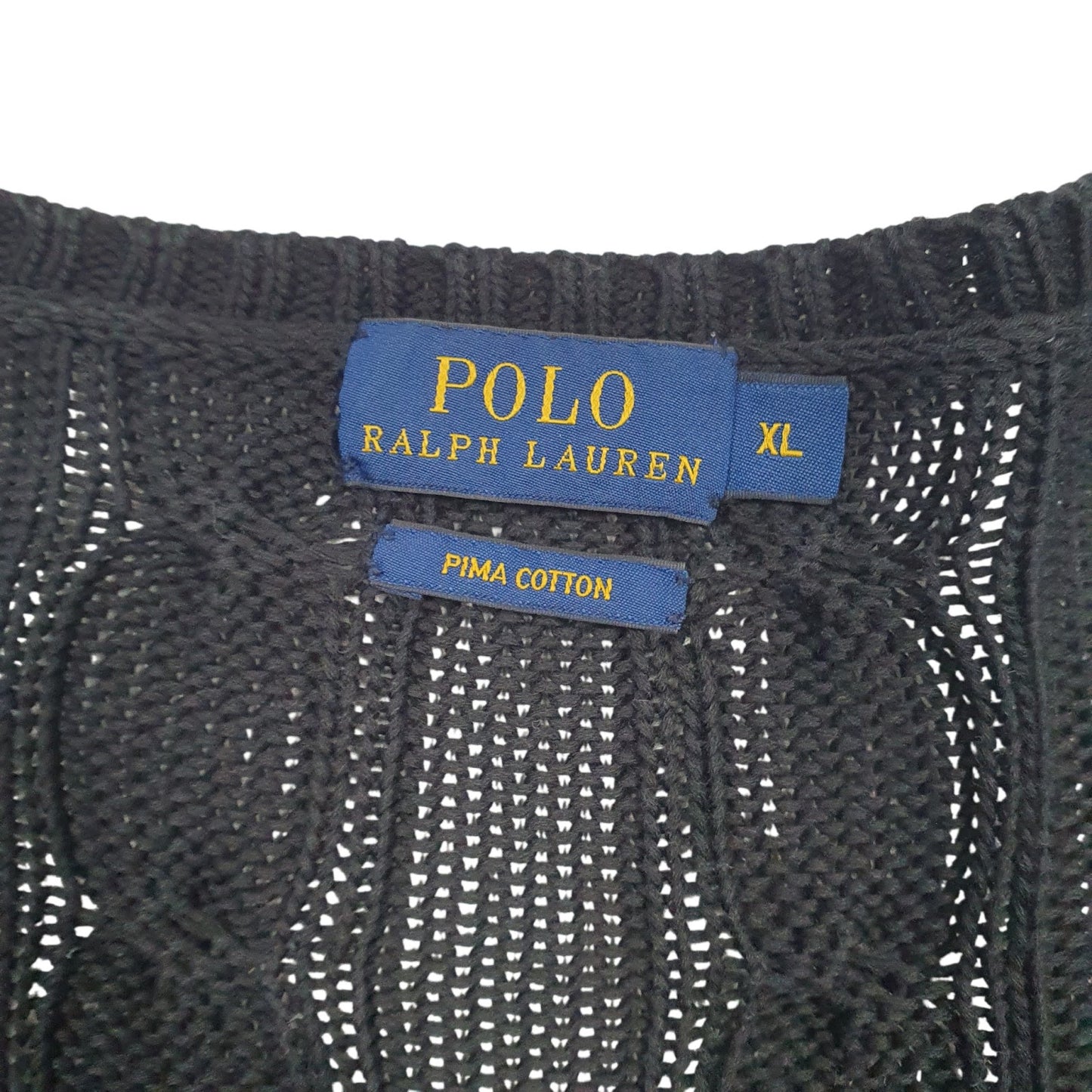 Womens Black Polo Ralph Lauren Cable Knit V Neck Jumper