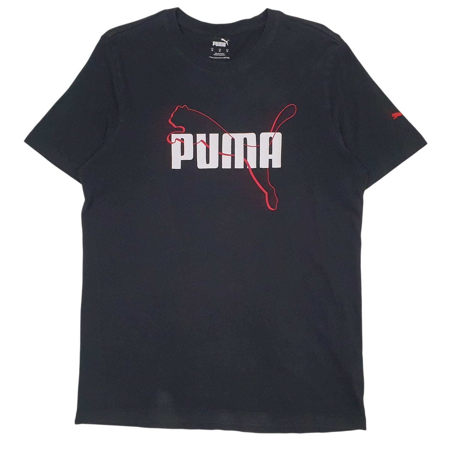 Mens Black Puma Spellout Short Sleeve T Shirt