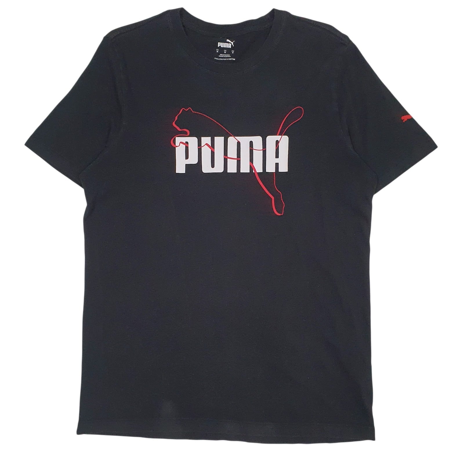 Mens Black Puma Spellout Short Sleeve T Shirt
