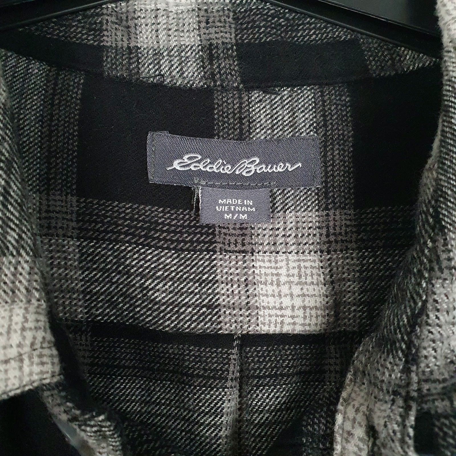 Mens Black Eddie Bauer Flannel  Shirt