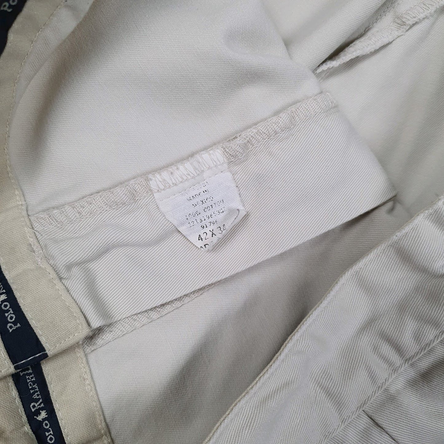 Mens Cream Polo Ralph Lauren Andrew Pant Double Pleated Vintage 90s  Trousers