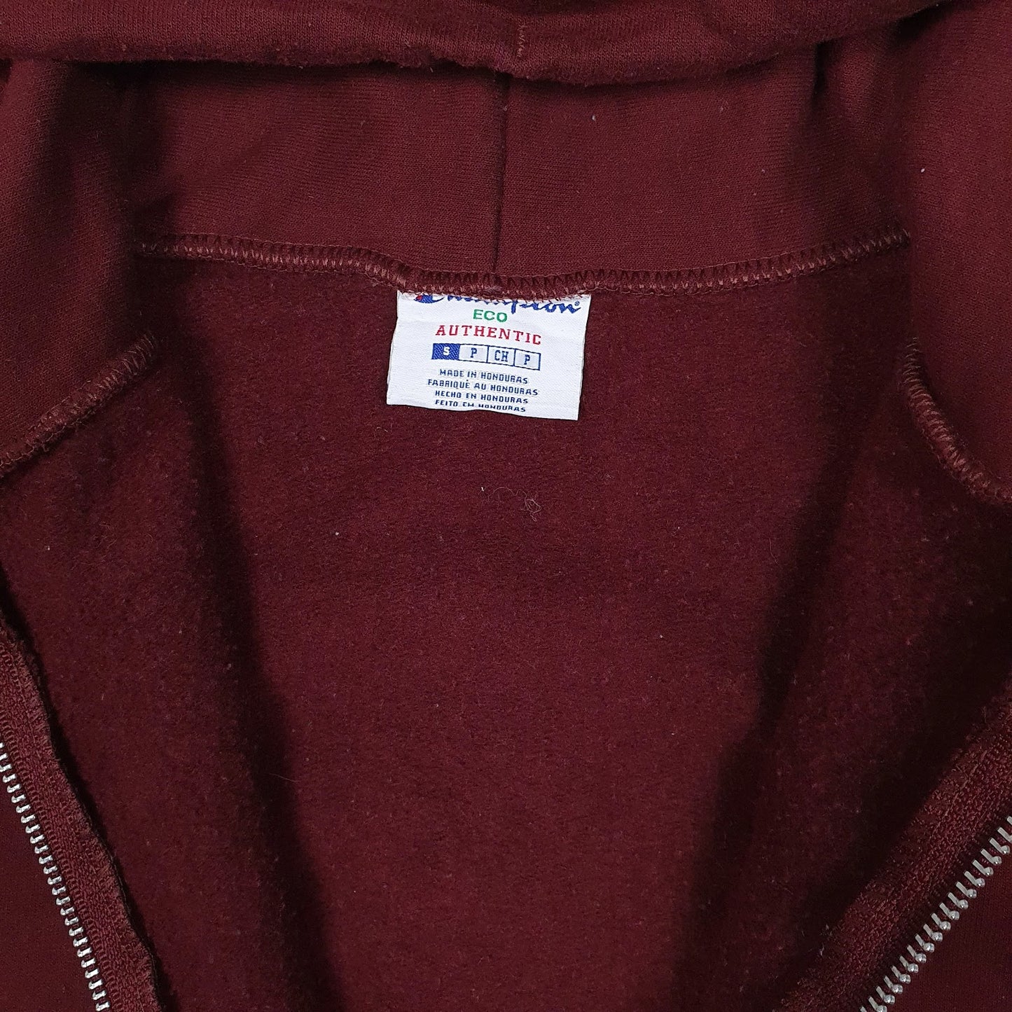 Mens Burgundy Champion Hoodie Full Zip Jumper