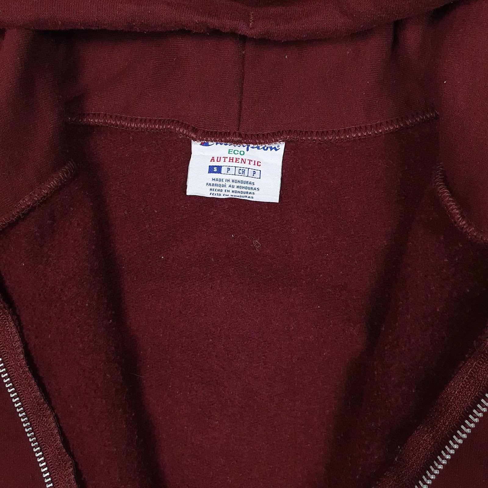 Mens Burgundy Champion Hoodie Full Zip Jumper