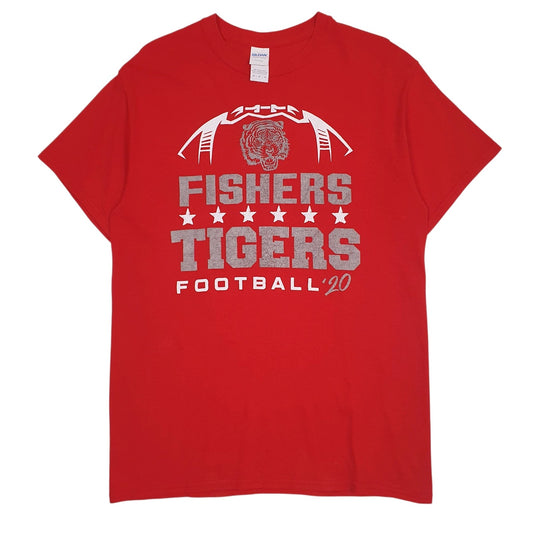 Mens Red Gildan Fishers Tigers Football Short Sleeve T Shirt
