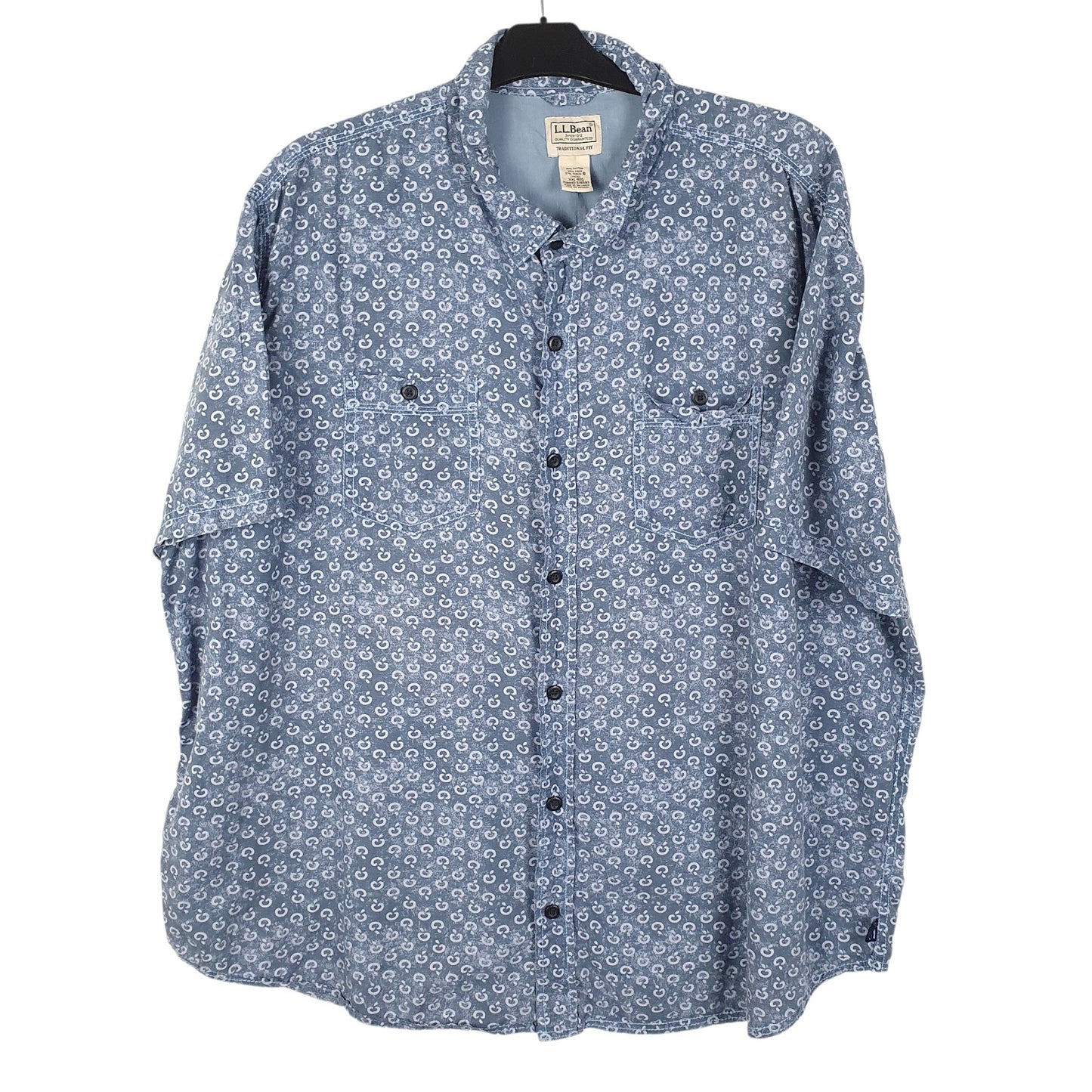 Mens Blue L.L.Bean  Short Sleeve Shirt