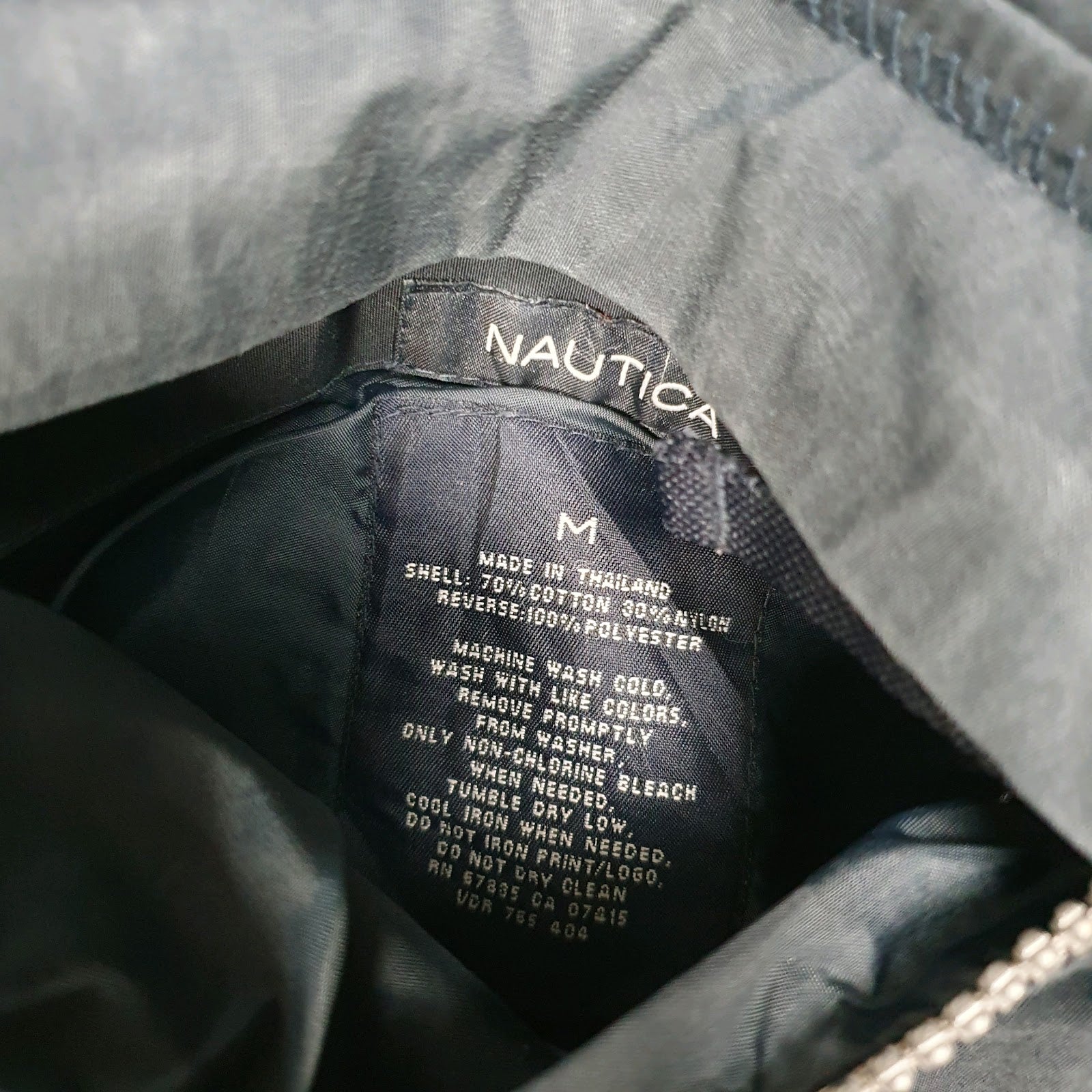 Mens Navy Nautica Fleece Lined Windbreaker  Coat