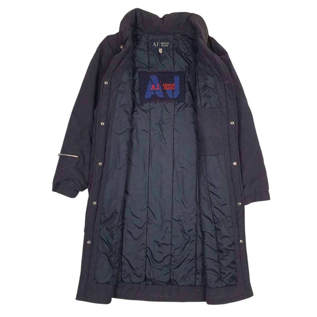 Womens Navy Armani Jeans Trench Longline  Coat