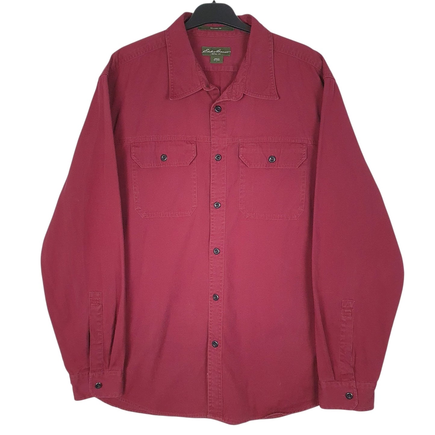 Mens Burgundy Eddie Bauer  Long Sleeve Shirt