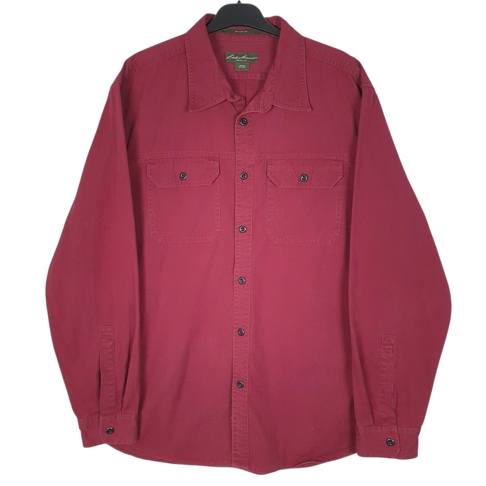 Mens Burgundy Eddie Bauer  Long Sleeve Shirt