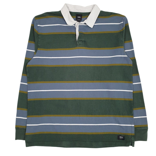 Mens Green Vans Rugby Long Sleeve Polo Shirt