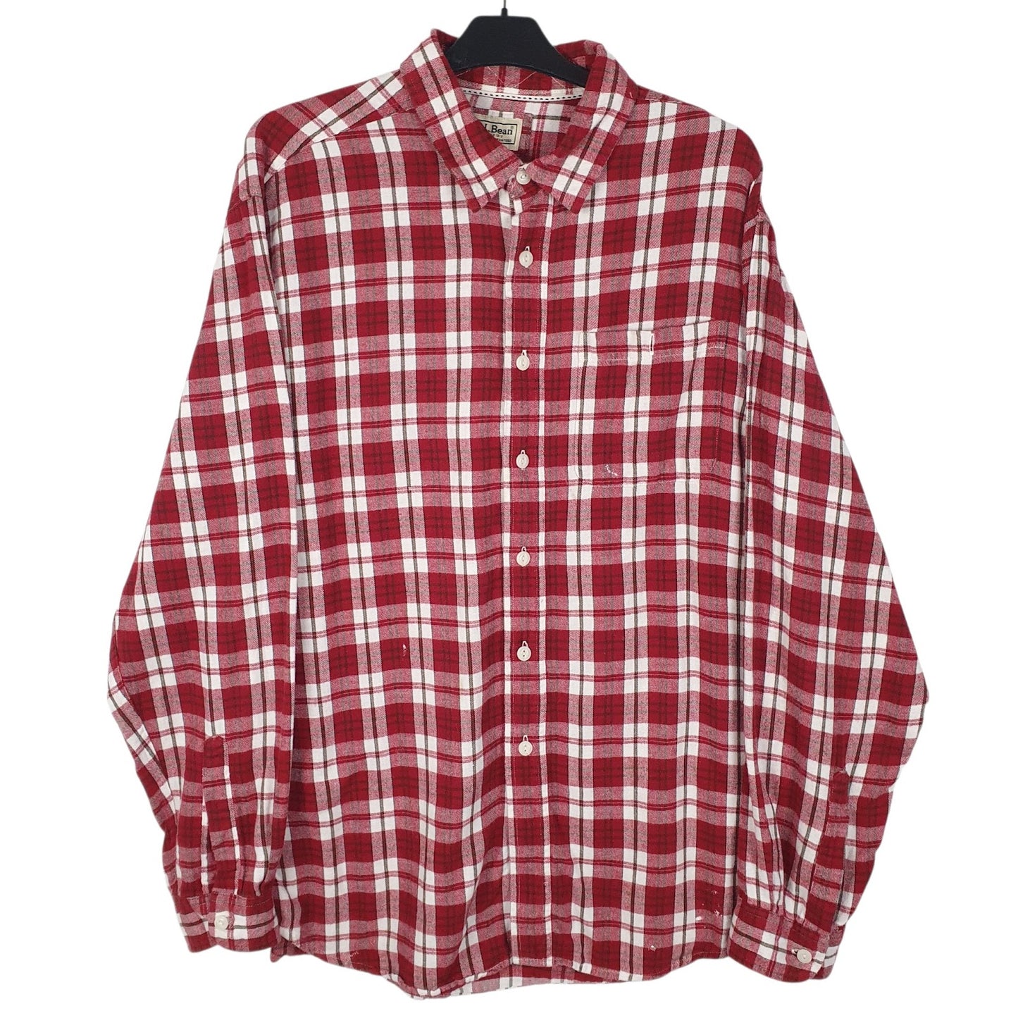 Mens Red L.L.Bean Flannel Long Sleeve Shirt