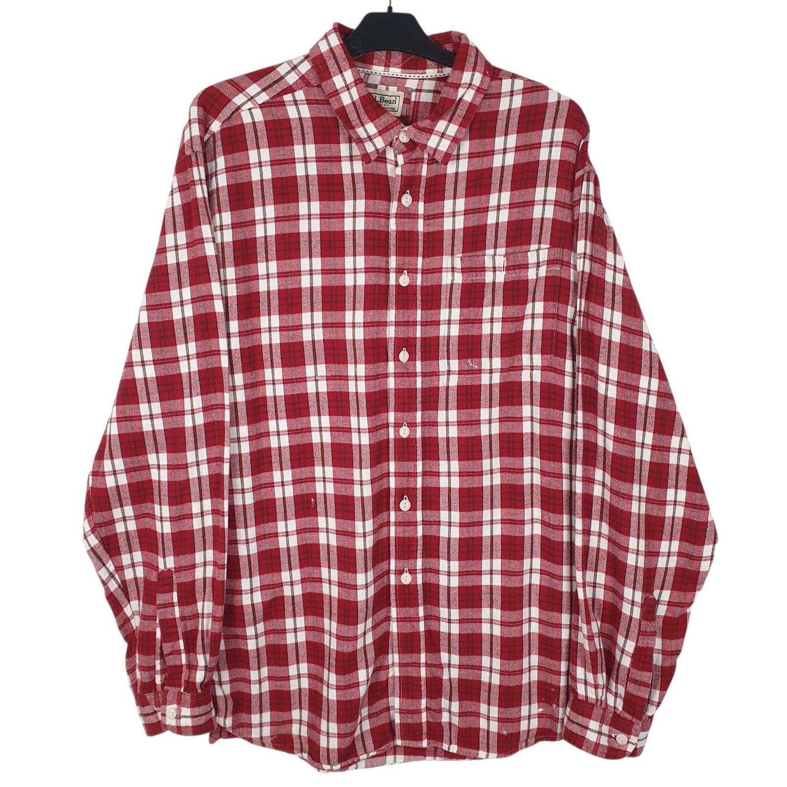 Mens Red L.L.Bean Flannel Long Sleeve Shirt