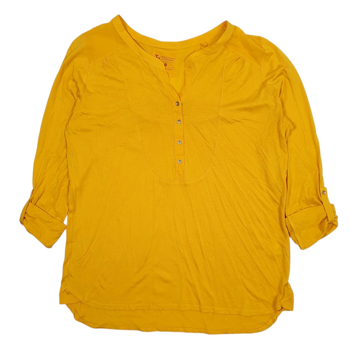 Womens Yellow Tu Henley Long Sleeve T Shirt