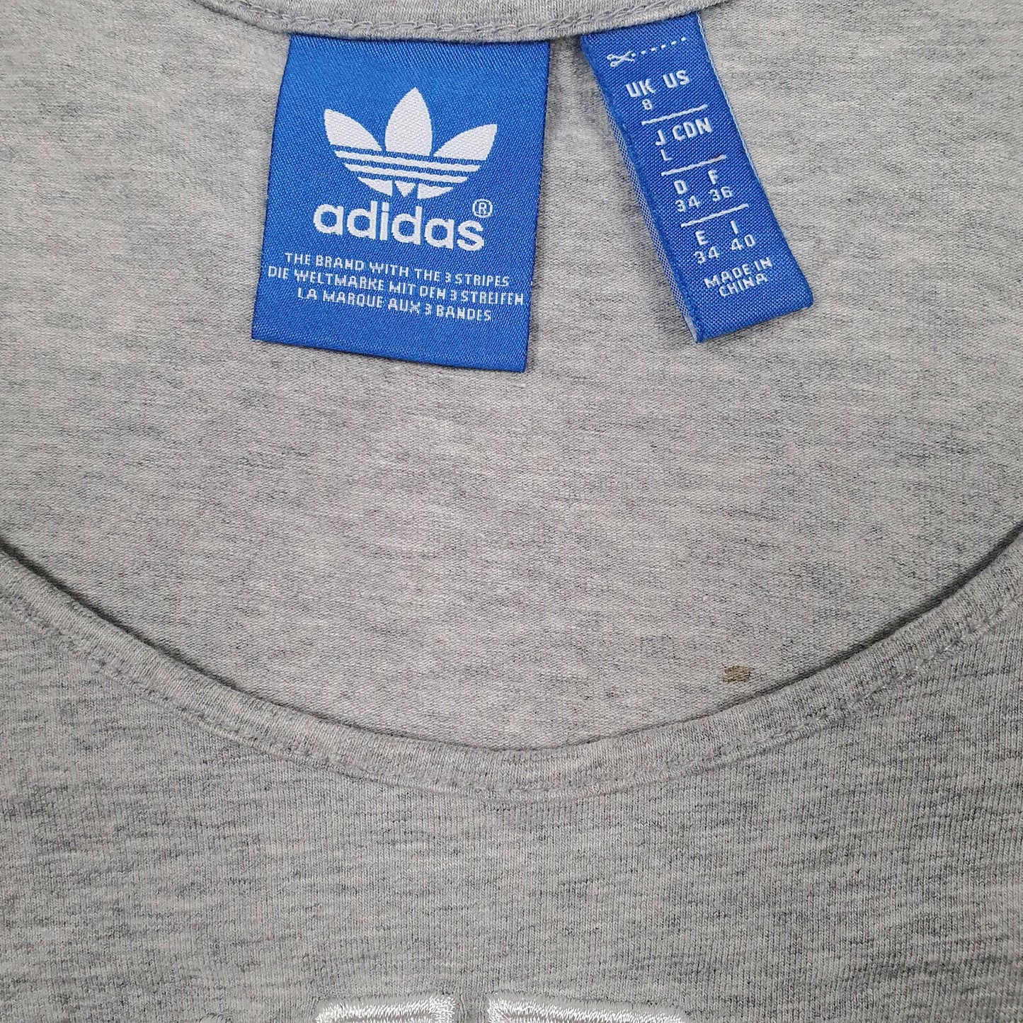 Womens Grey Adidas Vest Spellout  T Shirt