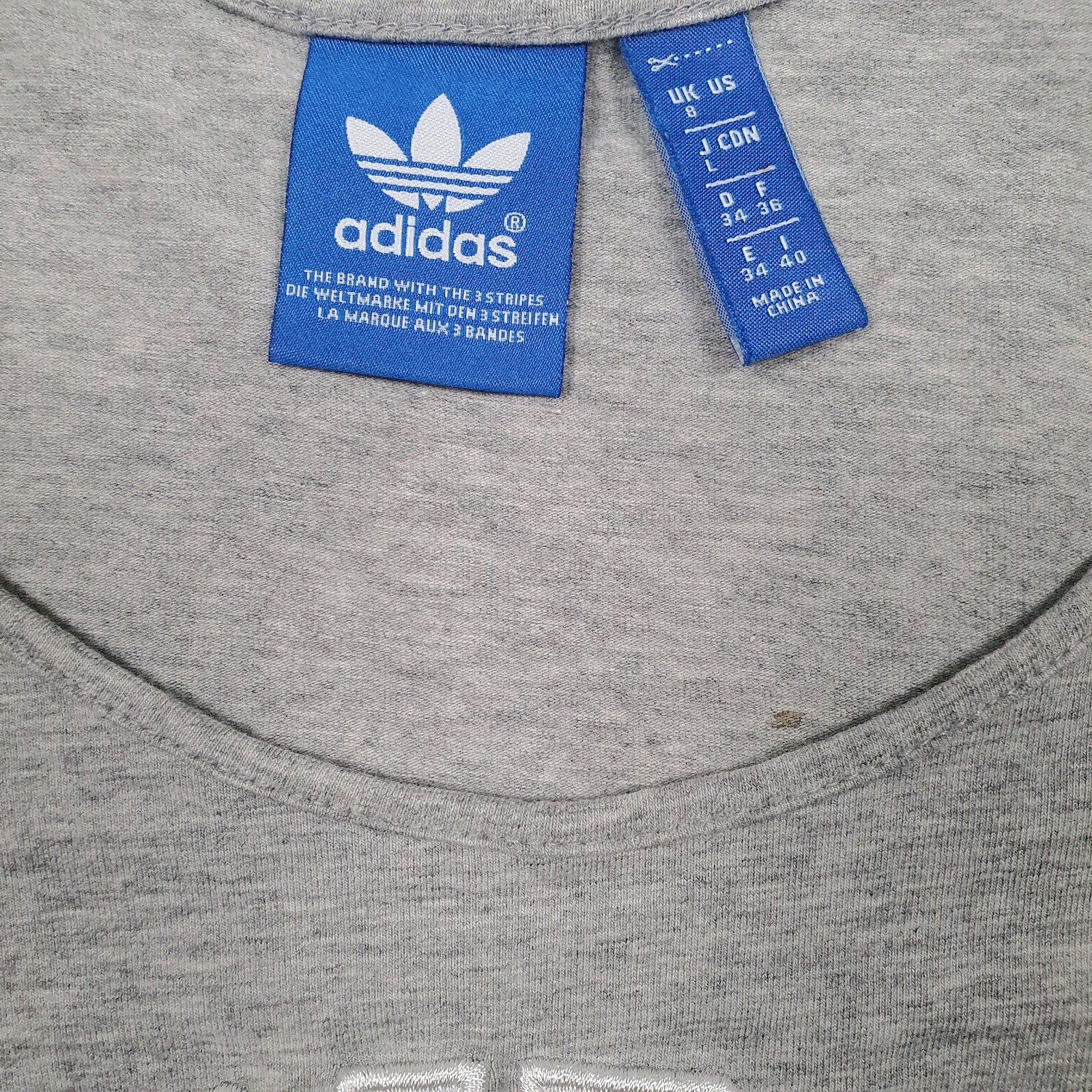 Womens Grey Adidas Vest Spellout  T Shirt