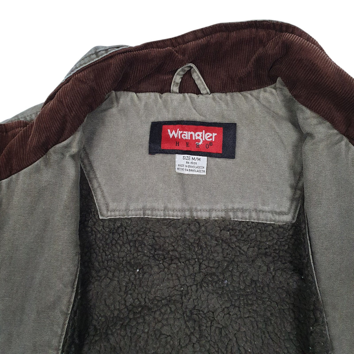 Mens Grey Wrangler Workwear Sherpa Lined Corduroy  Coat