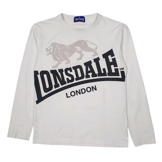 Womens White Lonsdale Sportswear Stretch Workout Long Sleeve T Shirt